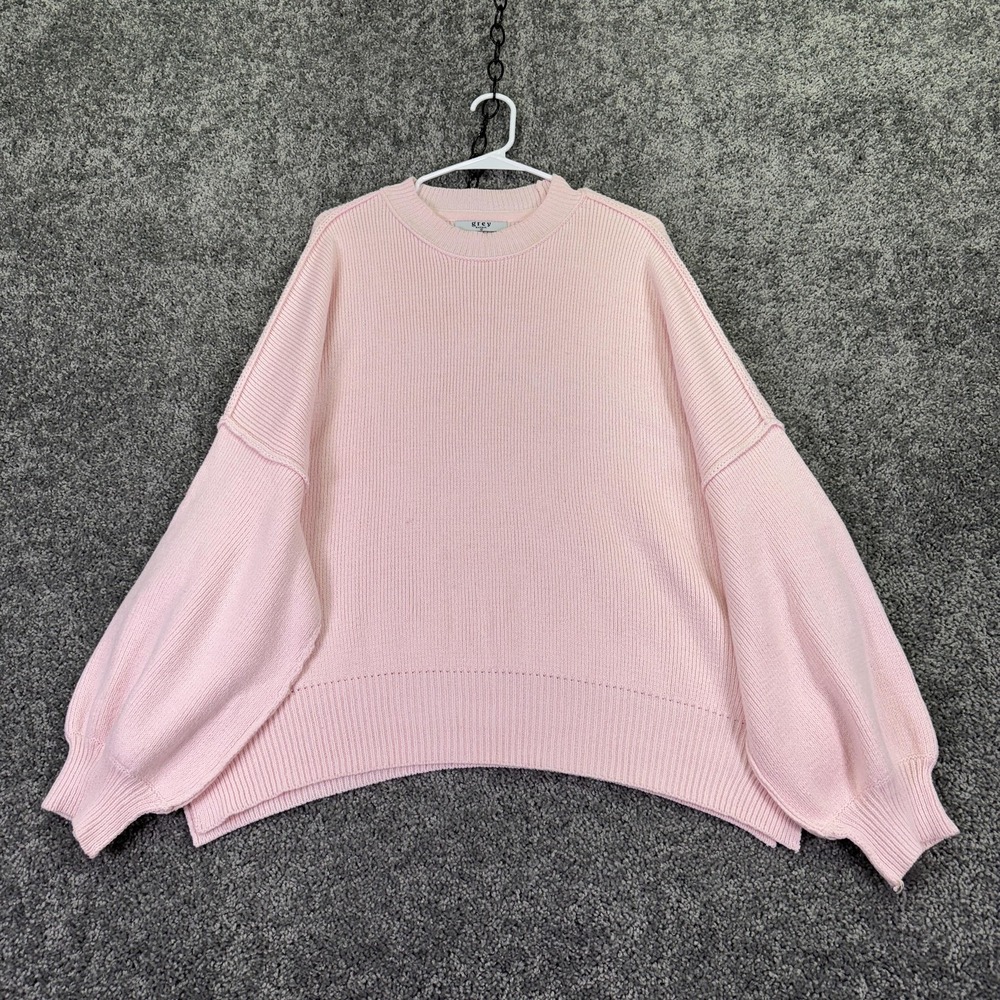 Grey Bandit Sweater Womens Medium Pink Balloon Sleeve Oversized Knit Pullover